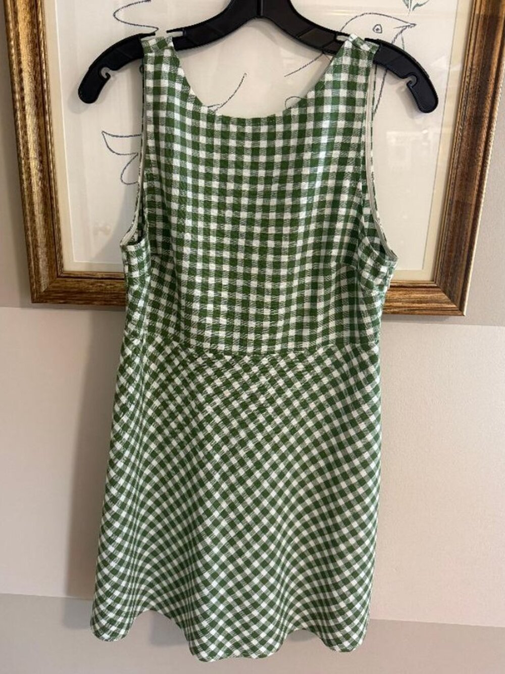 Sezane Yrena Green and White Gingham Dress size 38